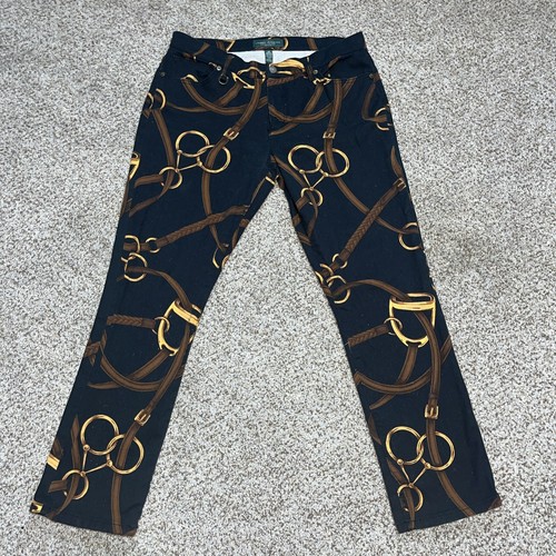 Lauren JEANS Co Ralph Lauren Black Denim Pants Modern Skinny 12P 33 X 28