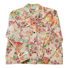 Alfred Dunner Womens Blazer Jacket Multicolor Butterfly  Floral 14P 100 Cotton