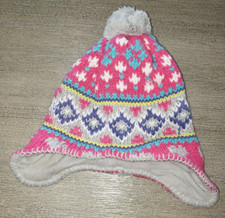 girls CARTERS knit winter HAT size 2T to 4T PINK BLUE GRAY lined CUTE 
