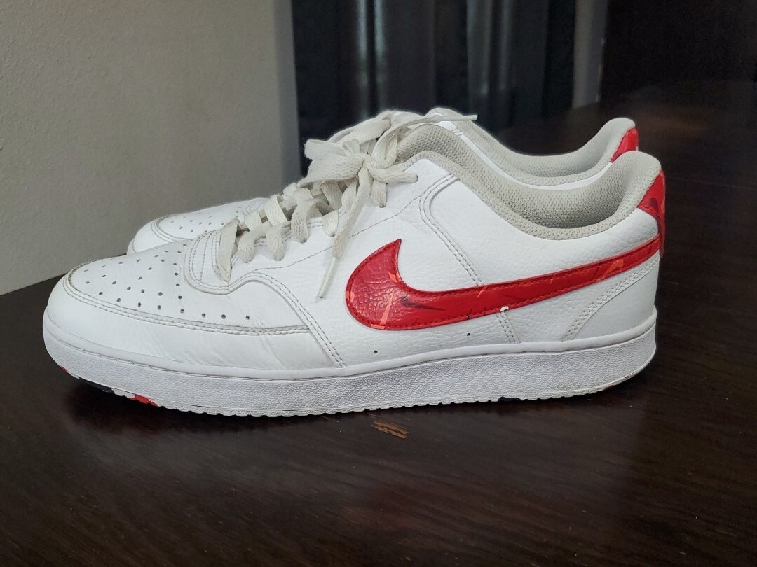 Nike Men's Court Vision Low Shoe Swoosh Print Red/White DM7588-100