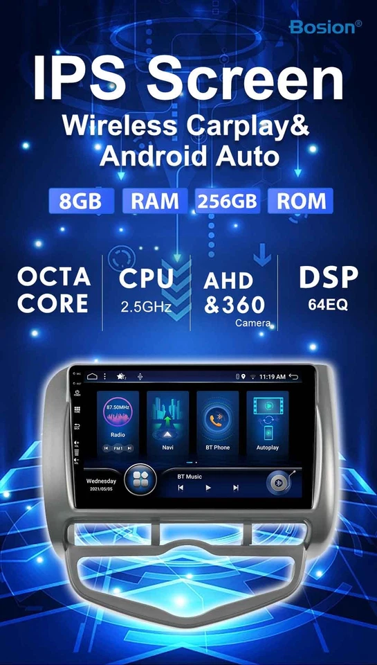 Für Honda Fit/Jazz/City 2002-2007 Android 14 Autoradio CarPlay Navi GPS 8G+256GB - Bild 3 von 4