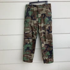 Military BDU Woodland Pants Camo Cargo Trousers Medium Short 32x29