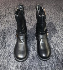 Black Link Biker Girls Boots Sz 9m.