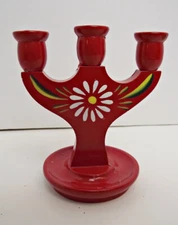NICE Svarv Traslojd AB Sweden Small Mid Century  Candelabra Candle Holder Red