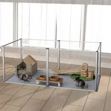 Strong Pet Playpen Clear Acrylic Whelping Box Cage Kennel w/ Pad Dog Cat Rabbit