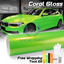 Coral Gloss Gold Green Metallic Sticker Decal Car Vinyl Wrap Sheet Film DIY