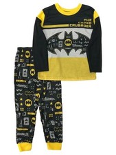 Batman Boys Yellow Caped Crusader Pajamas Shirt  Flannel Sleep Pants