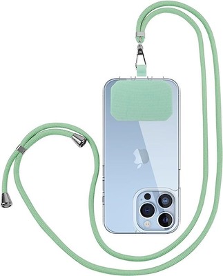 Cordino Per Telefono Regolabile Con 2 Patch - Tracolla Universale, Bianco E Nero