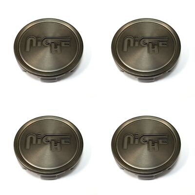 4 Niche Silver Center Caps for 5L M164 Anzio M203 Vosso M097 Elan M204 Vosso