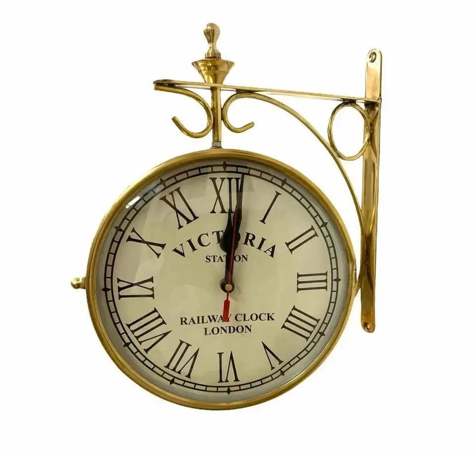 Reloj de Pared 6" Doble Cara Latón Estación Victoria Reloj Ferroviario Hogar y Oficina Foto 4 de 4