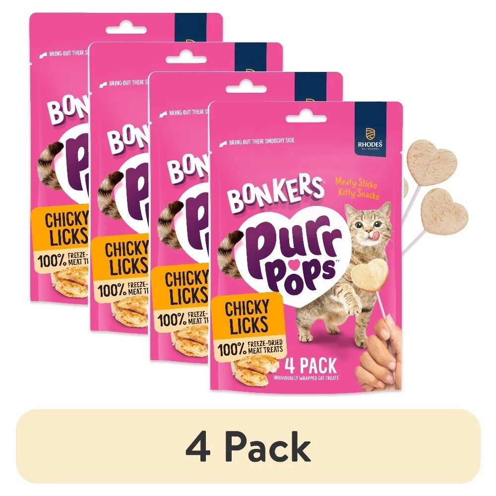 Freeze Dried Chicken Flavored Lollipop Cat Treats, 4 Pack, 4 Pieces