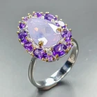 Gemstone Natural Lavender Quartz Ring 925 Sterling Silver Size 8 /R470855