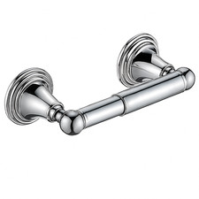 EcoSpa Traditional Round Toilet Paper Roll Holder Chrome WC Bathroom Cloakroom