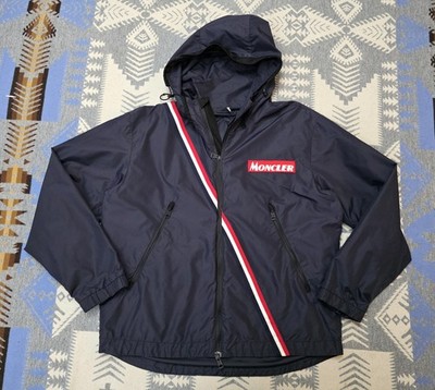 Moncler Trakehner Giubotto Jacket Windbreaker Rain Hooded Navy Sz 6 Authentic 