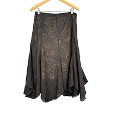 White Stag Y2K 8 Velvet Burnout Maxi Skirt Black Floral Tiered Boho Whimsygoth