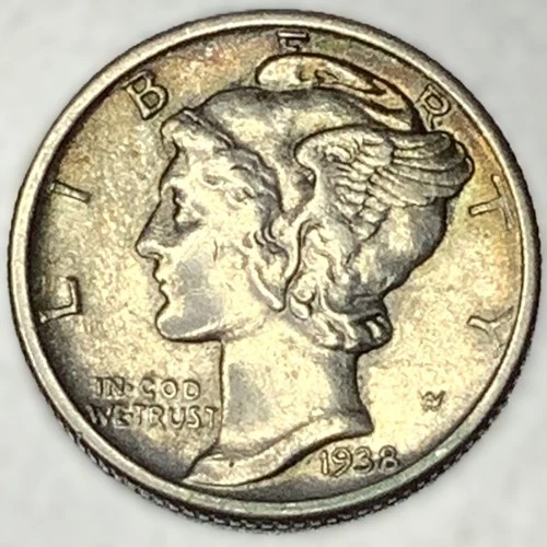 1938-P Mercury Dime 10c XF Condition 90% Silver US Coin - 1466