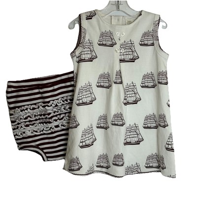 Kate Quinn Size 2T Big Ships Sleeveless Dress Striped Bloomer Set New With Tags