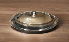 Cazuela de vidrio Marinex 13,5" para servir/tapa y plato para servir con asas