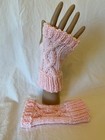 Ob.D. Handmade, Hand Knit, Wrist-length, Soft Pink Cabled Fingerless Gloves — photo 6