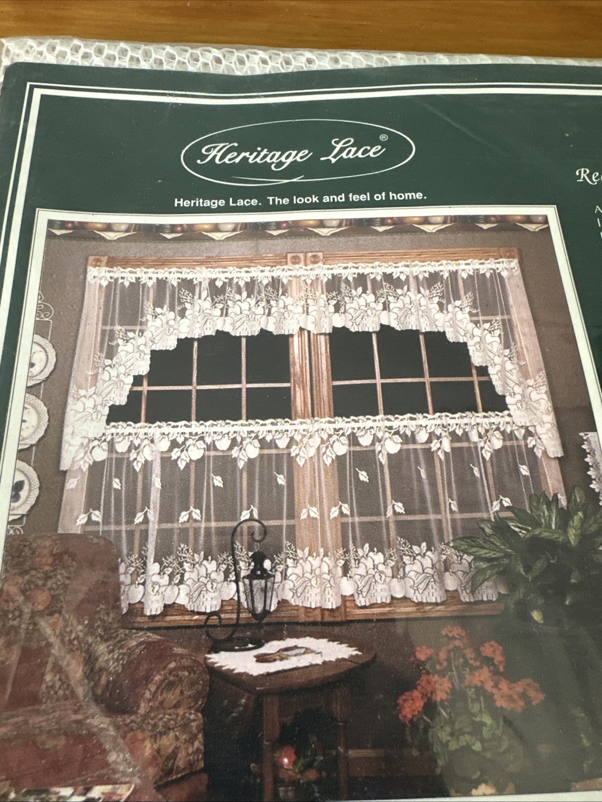 Heritage Lace White Apple Basket Tier Curtain 60" x 30" & Valance 60" X 14" New