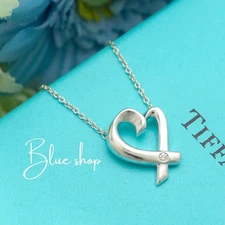 Tiffany & Co. Picasso Loving Heart Diamond Pendant Necklace 16.4" Silver 925