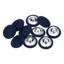 10pcs 15mm Fabric Cloth Covered with Metal Shank Round Buttons, Deep Navy