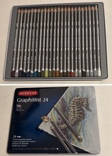 New Derwent Graphitint 24 Tinted Graphite Pencils Tin Vibrant Watercolor Shades