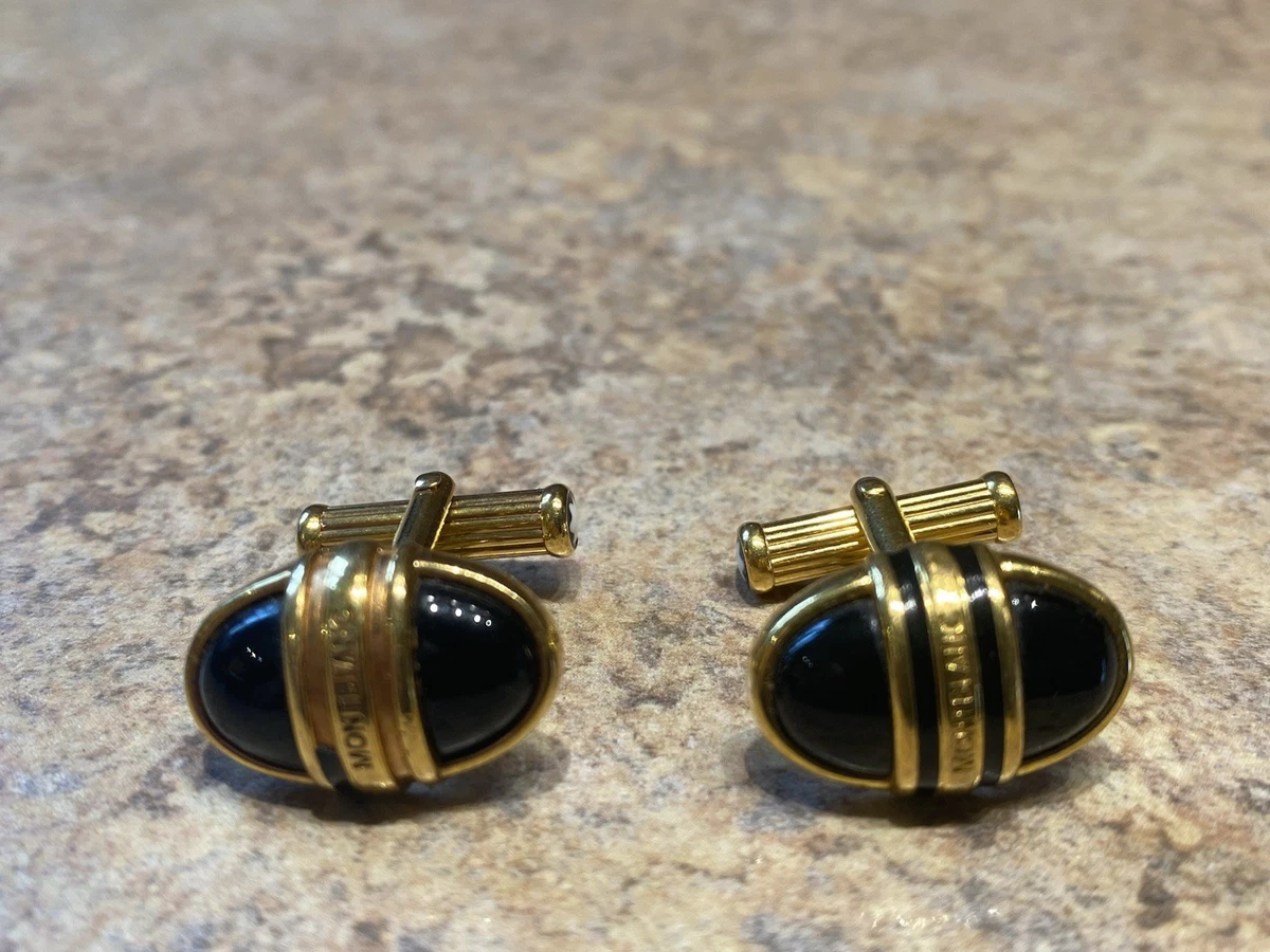 MONT BLANC ゴールド ブラック カフリンクス Montblanc Gold Cufflinks for Men for sale - eBay