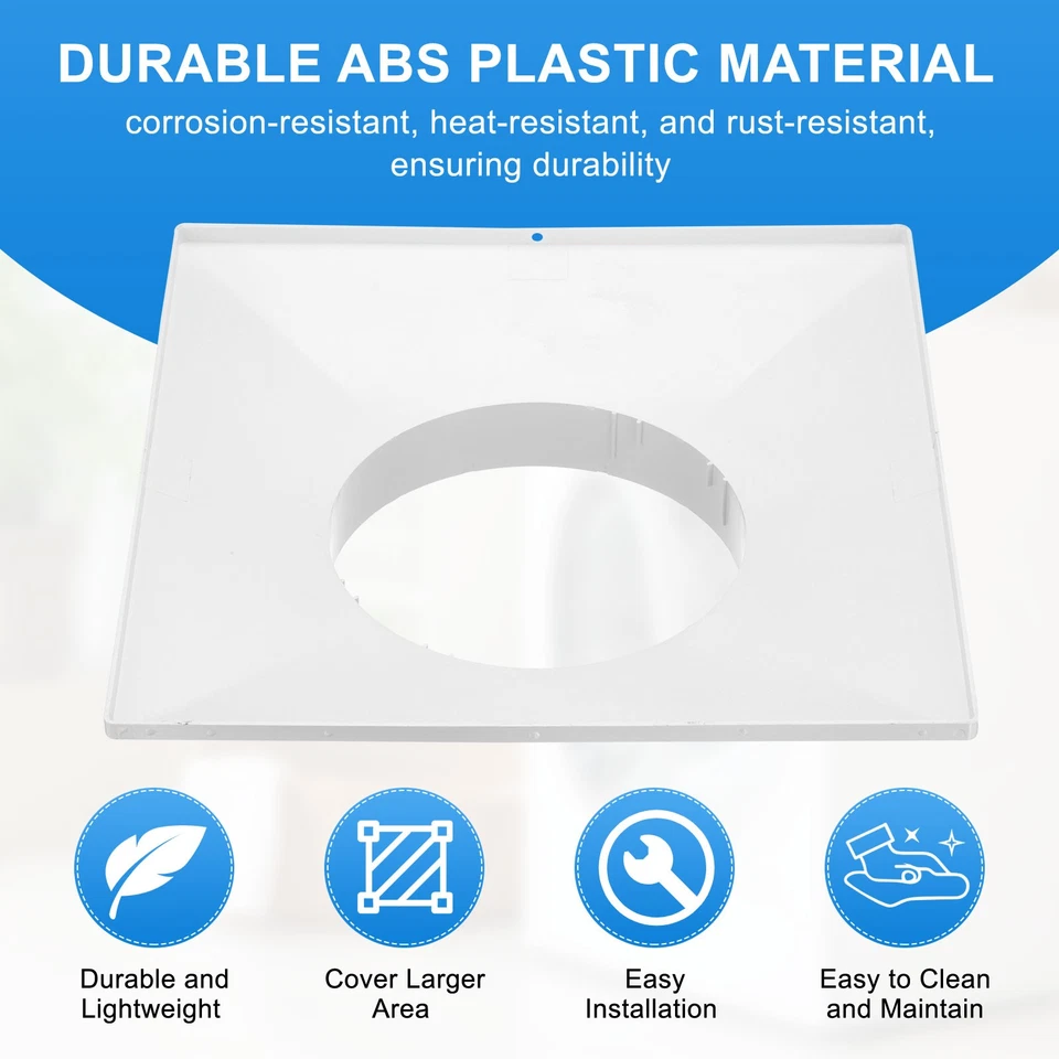 Conector de conducto de 14" a 8" brida cuadrada a redonda recta secadora ventilación placa de pared Foto 4 de 4