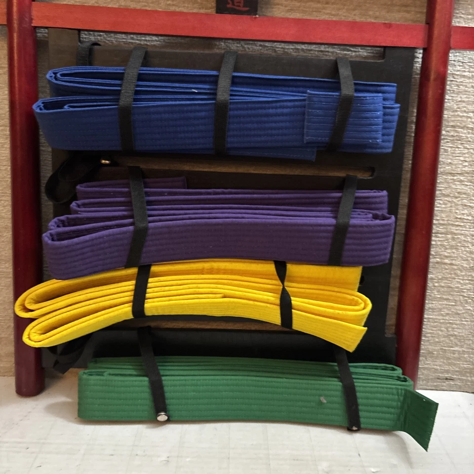 Karate Taekwondo Jui Jitsu Budo Belt Display 6 level Wood Wall Rack Martial Arts - Image 3 of 4