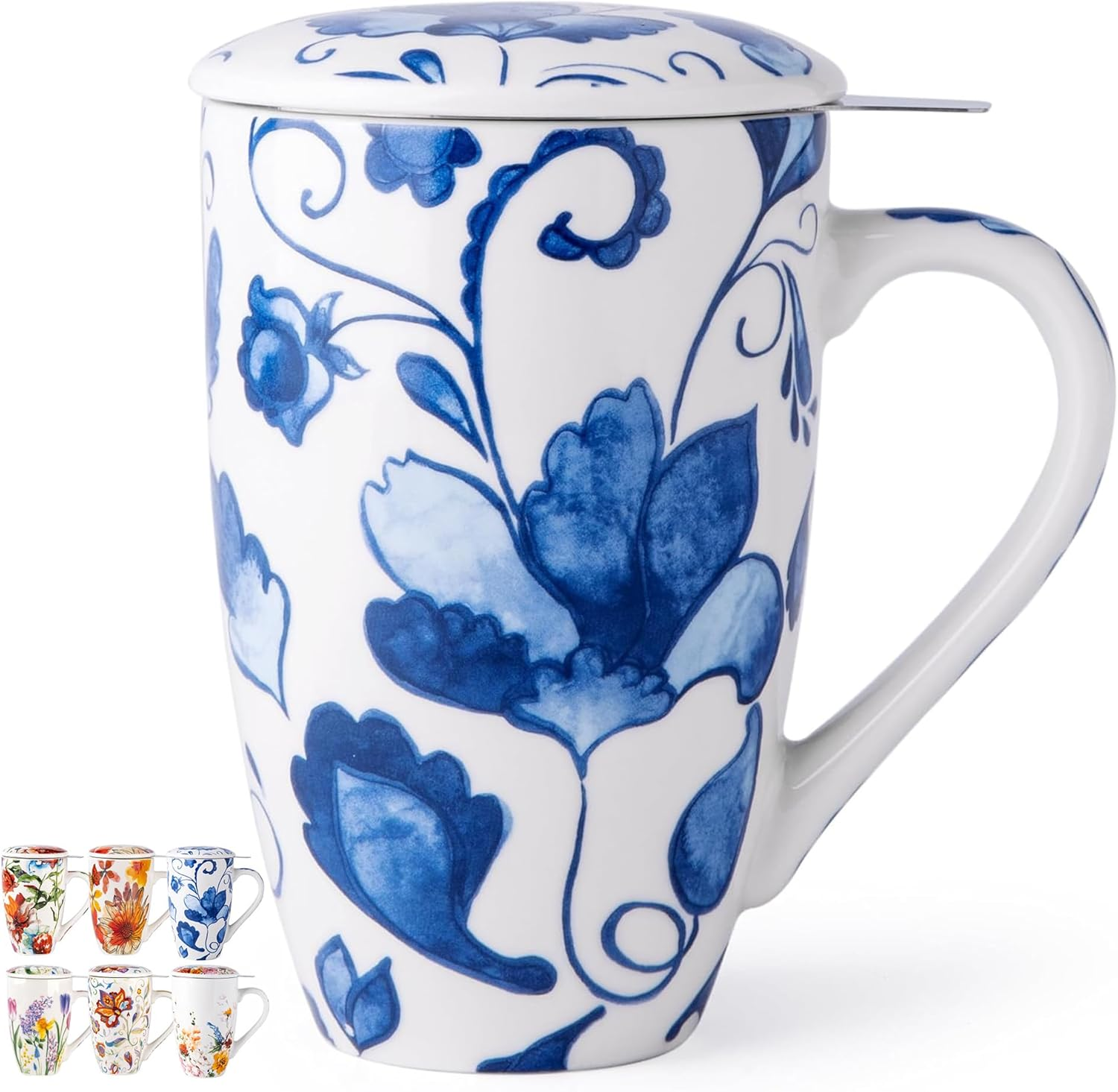 Ceramic Tea Mug with Infuser Lid 18oz
