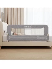 HOMEAL Bed Rail for Toddlers, 59in Swing Down Baby Bed Rail Guard Gray