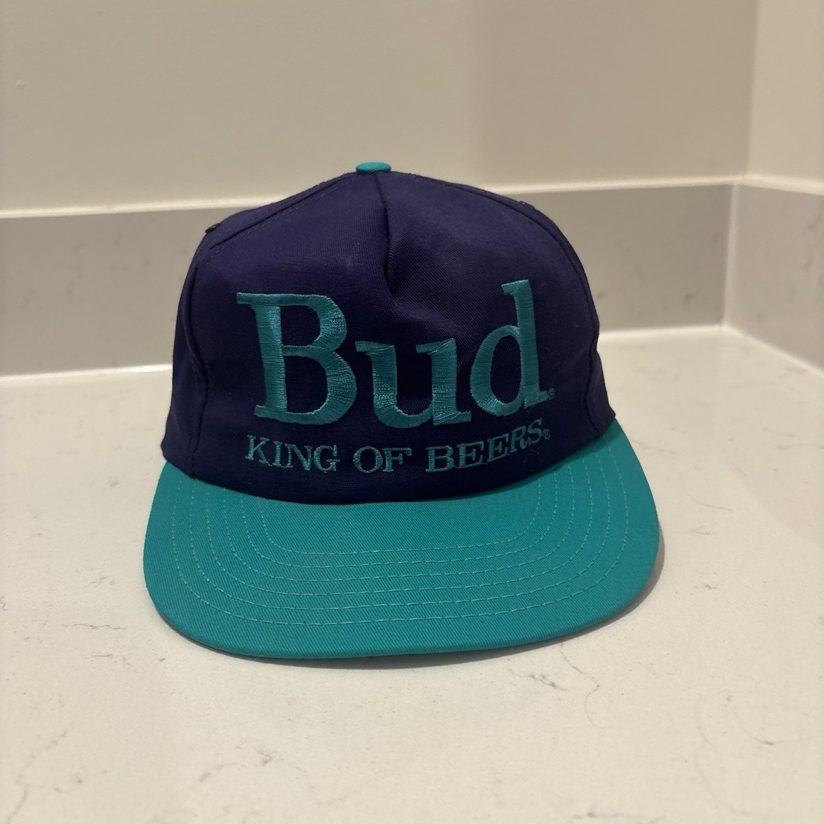 Vintage Budweiser Snapback Hat Cap Adult Blue Mens Trucker Beer
