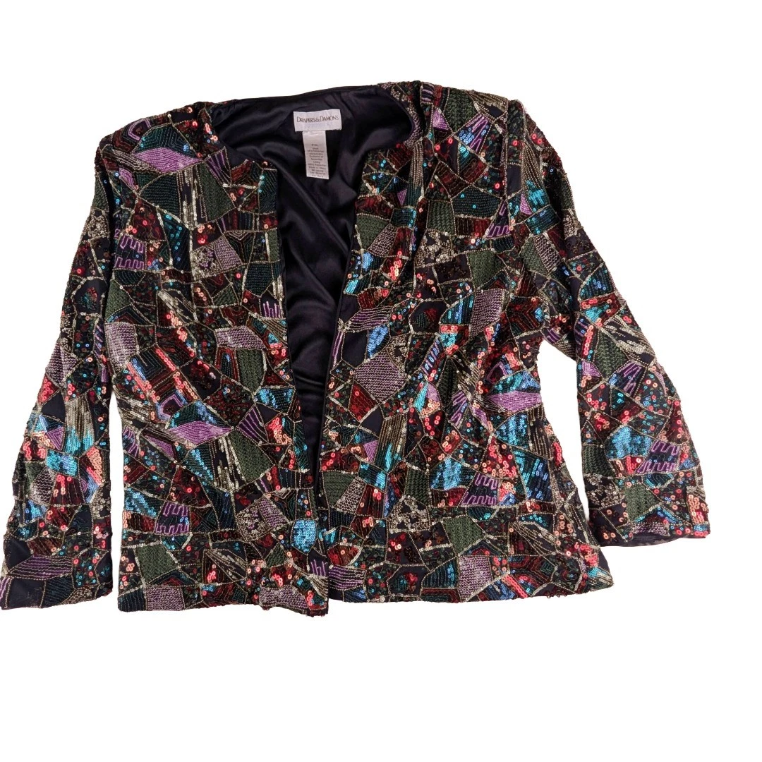 Blazer Vintage Draper's & Damon's Femme - Taille Petite (PL) - Jaune Multicolore Imprimé Floral
