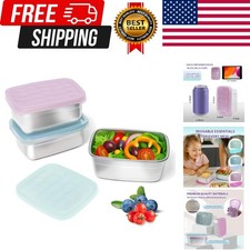3-Pack Stainless Steel Snack Containers for Kids  Toddlers - 550ml 18oz Leak...