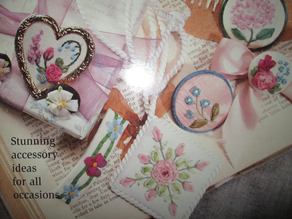 Ribbon Embroidery/ Beaded Slow Stitch Pattern Books 3 pc. lot Bucilla - Image 2 of 4