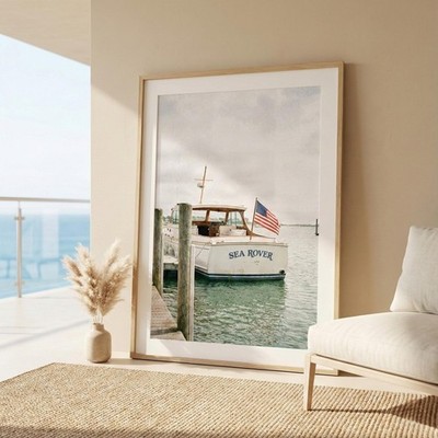 Vintage Yacht Wall Art Nantucket Coastal Print Nautical Decor Poster