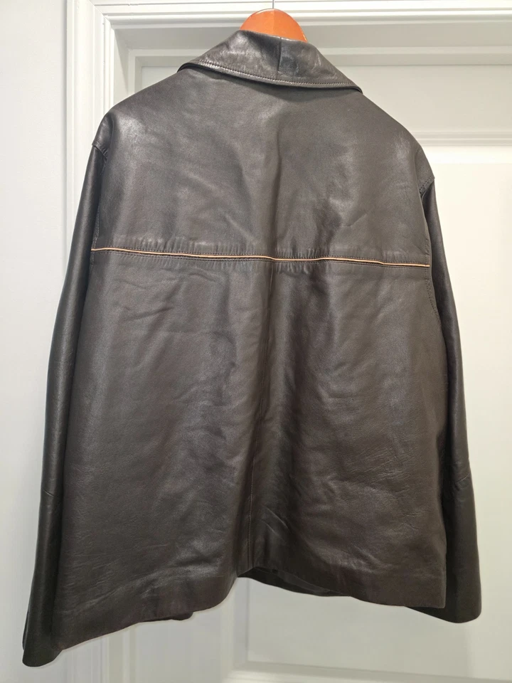 Chaqueta de Cuero LUJO Genuina PIEL DE CORDERO SUAVE Marrón XL Foto 3 de 4