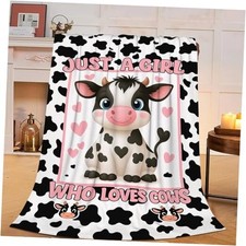Blanket Cute Gifts for Women Girls Throw Blanket Soft Flannel Just 50"x40" Cow