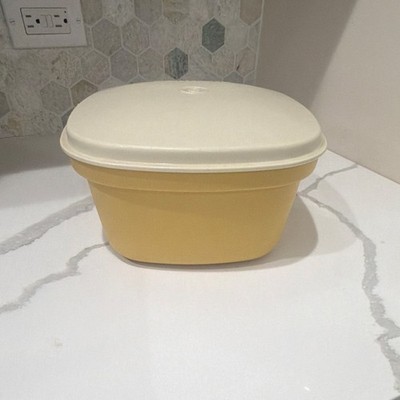 Tupperware Yellow Square Plastic Steamer Bowl with Lid Insert 3qt Set Used