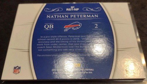 2017 Panini National Treasures /99 Nathan Peterman #RST-NP RPA On Card Auto Pitt - Bild 2 von 3