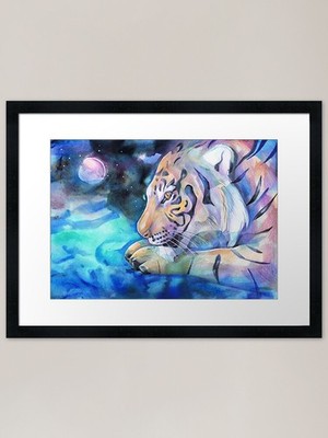 Tiger und Dämmerung Mond Gerahmtes Kunst Gerahmtes Wandbild Poster Leinwanddruck Bild