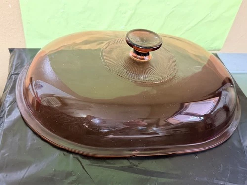 Vtg Corning Ware Visions Cranberry LID ONLY Roaster Casserole 4QT Oval V-34-C
