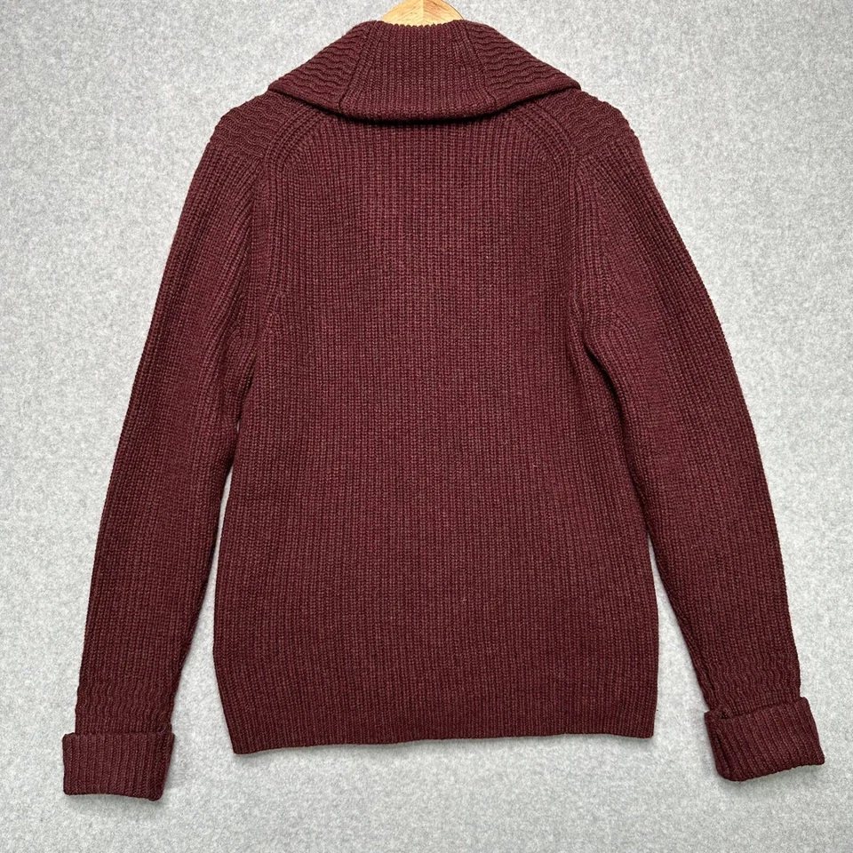Cárdigan Banana Republic Para Hombres Cuello Chal Cuero Botón Borgoña Italiano Foto 4 de 4