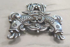LOS CASTILLO-Chato Taxco Mexico Sterling Silver Fish in Waves Brooch
