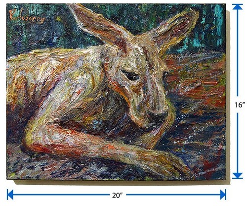 KANGAROO ORIGINAL OIL█PAINTING█VINTAGE█IMPRESSIONIST█ART SIGNED ABSTRACT ANIMAL - Picture 15 of 15