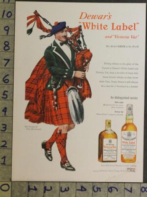1949 DEWARS WHITE LABEL SCOTCH WHISKEY SCOTLAND TARTAN CLAN MACGREGOR AD [[SKU]