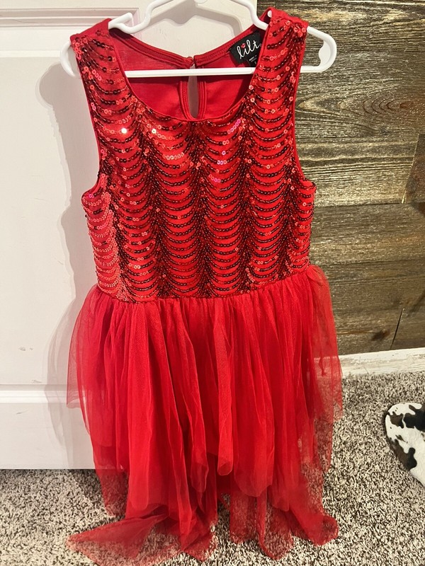 Girls Sparkly Red Dress Size 8