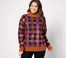 Studio ParK x Alberti Popaj Women's Celebration Sweater, Plaid Large A626616