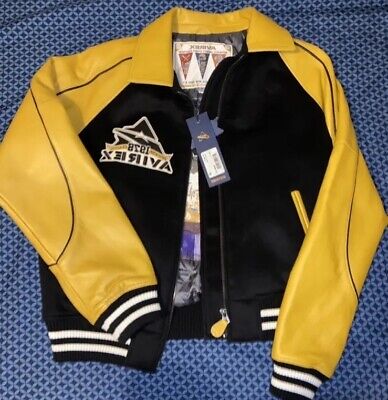 avirex wool and leather varsity jacket Medium black and avirex wool and leather varsity jacket Medium black and